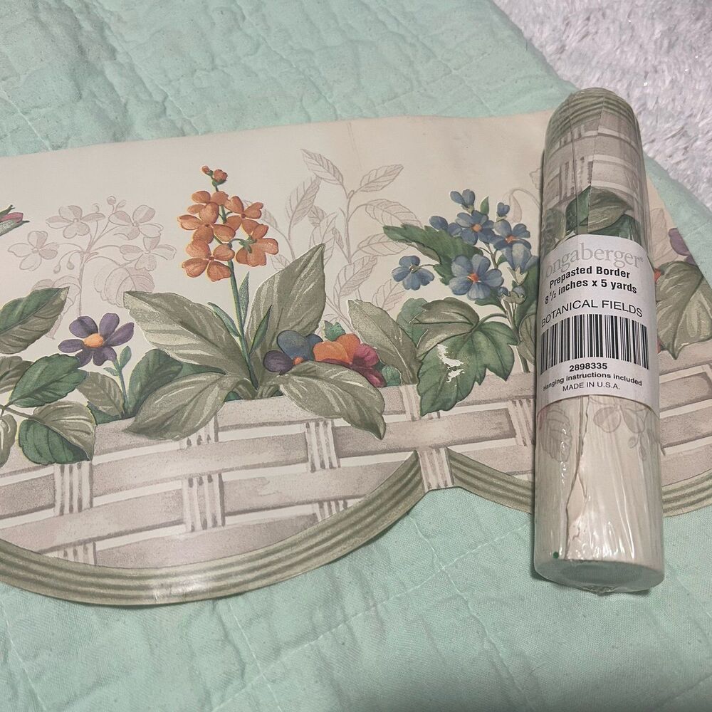 (2) Longaberger Botanical Fields Wallpaper Border